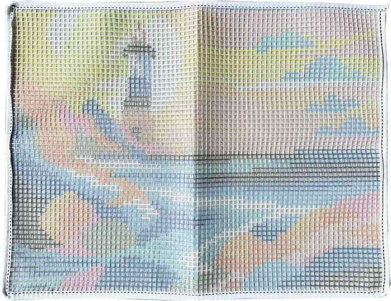 GLAECYY Latch Hook Kits Rug Crochet Yarn Kit Cushion Colour Pre-Printed Canvas Rug Needlework DIY Hook and Latch Kit (Seaside Lighthouse) - Image 3
